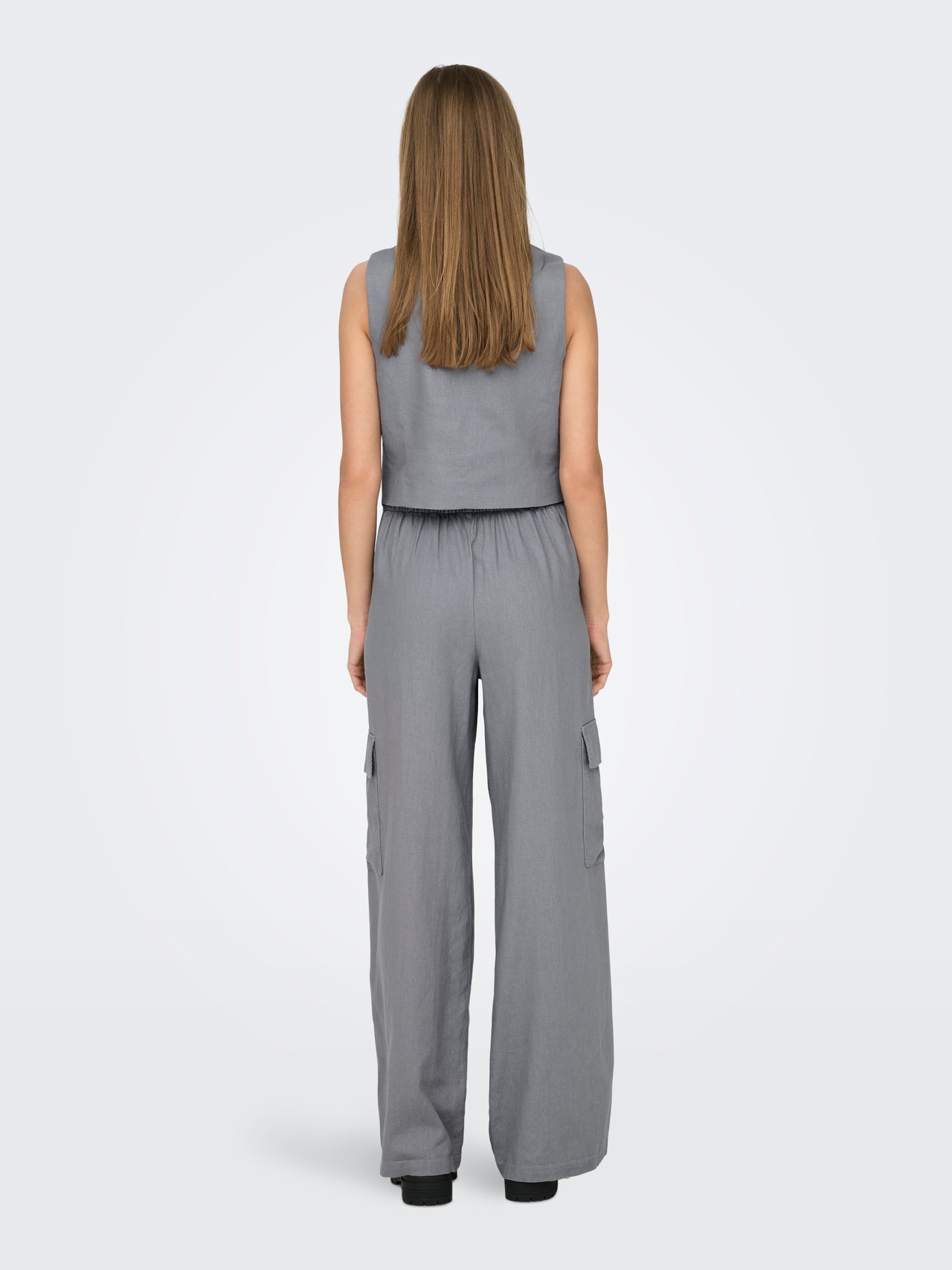 ONLY Trousers with wide leg fit and high waist -Sleet - 15325001