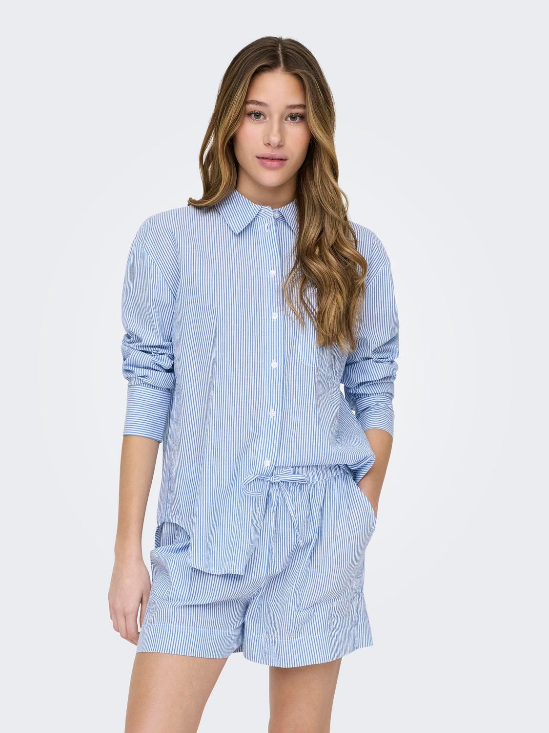 ONLY Regular fit Overhemd kraag Manchetten met rits Volumineuze mouwen Overhemd -French Blue - 15325013