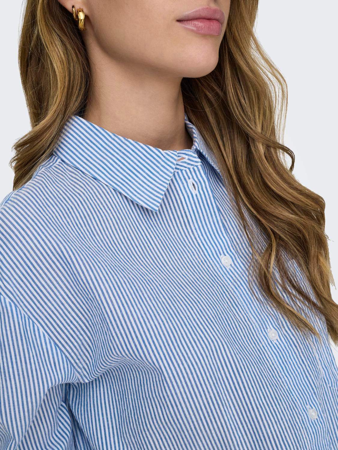 ONLY Regular Fit Shirt collar Zipped cuffs Volume sleeves Shirt -French Blue - 15325013