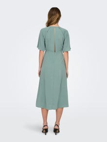 ONLY Regular Fit Round Neck Volume sleeves Midi dress -Chinois Green - 15325030