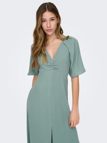 ONLY Normal geschnitten Rundhals Voluminöser Armschnitt Midikleid -Chinois Green - 15325030