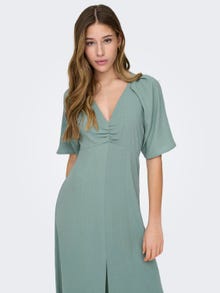 ONLY Robe midi Regular Fit Col rond Manches volumineuses -Chinois Green - 15325030