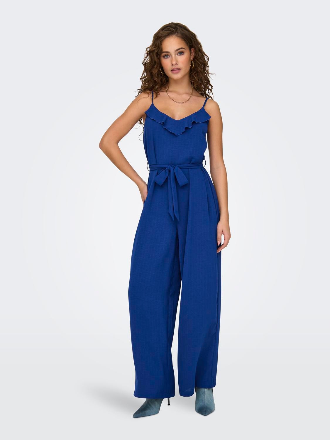 ONLY Jumpsuit with tie belt -Mazarine Blue - 15325078