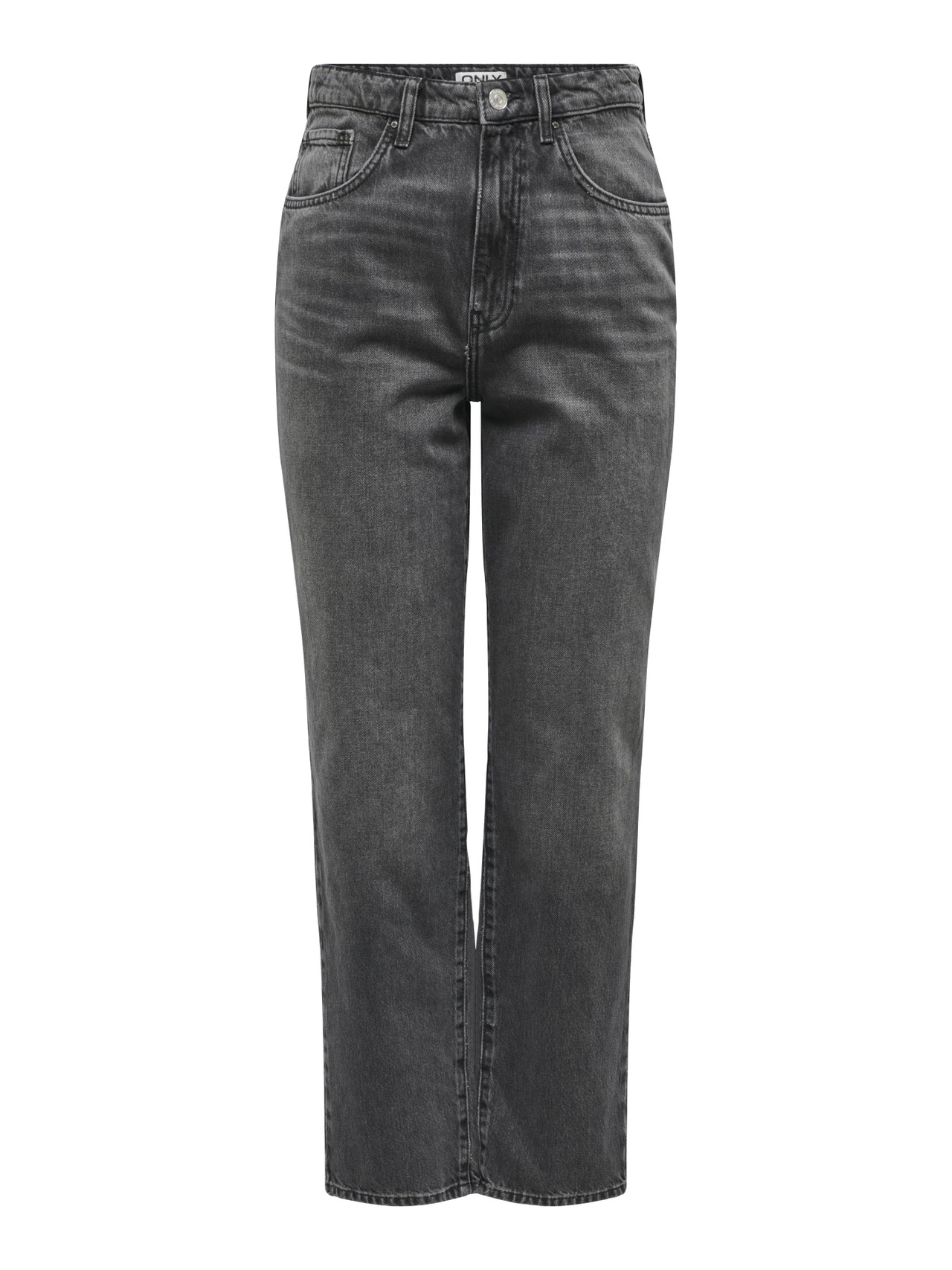 ONLY ONLROBYN Mid waist Straight Fit Jeans -Dark Grey Denim - 15325107
