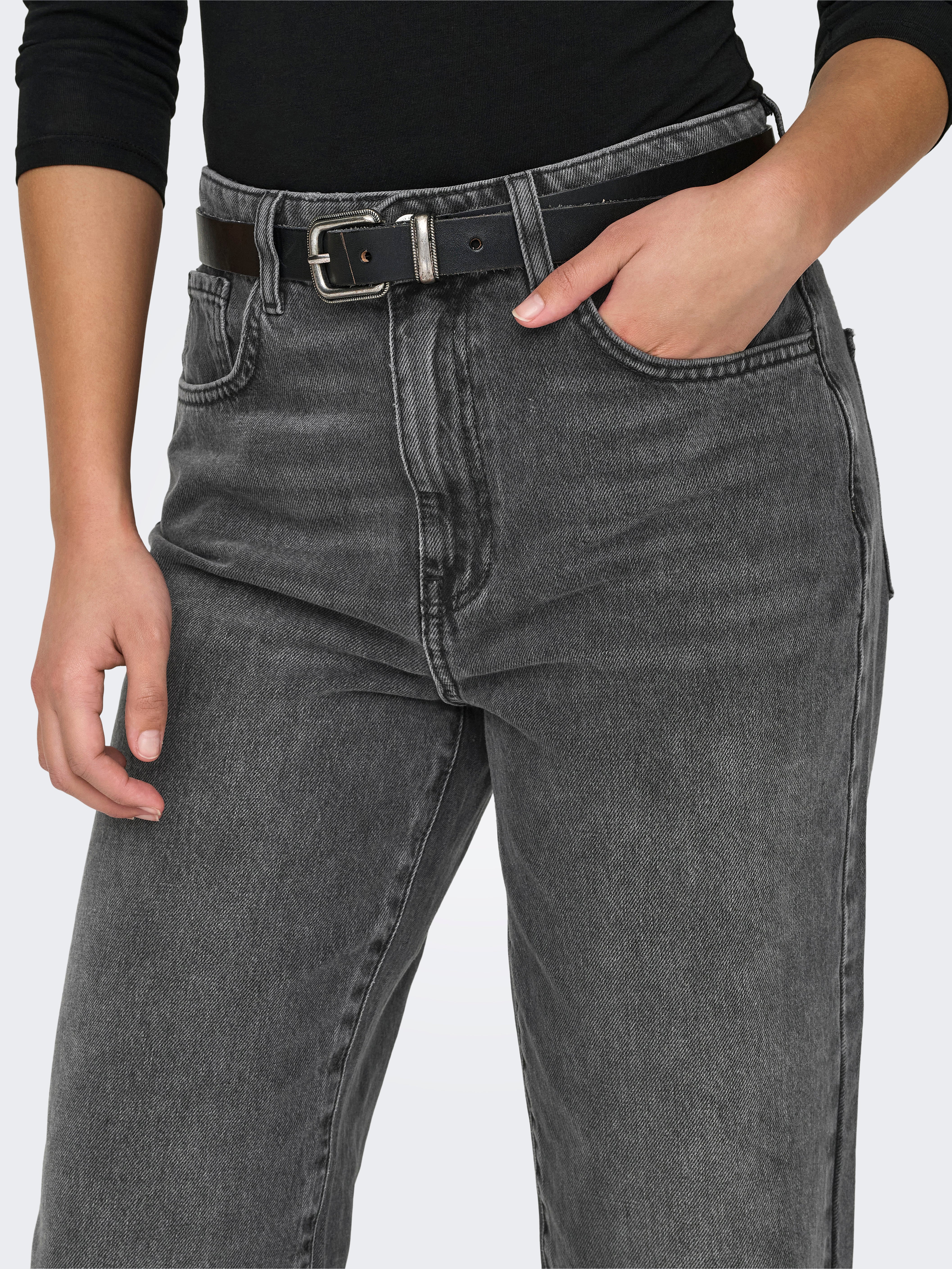 ONLROBYN Mittlere Taille Gerade geschnitten Jeans | Dunkelgrau | ONLY®