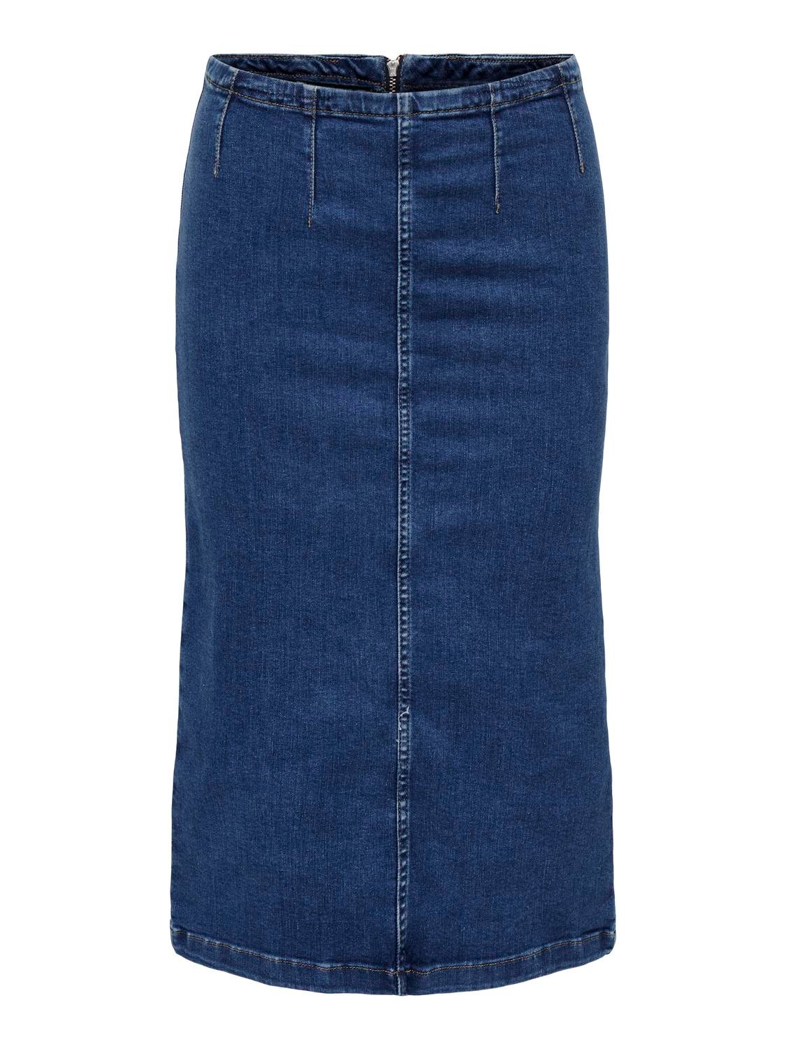 ONLY Midi denim nederdel -Medium Blue Denim - 15325149