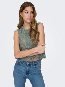 ONLY O-neck lace top -Chinois Green - 15325199