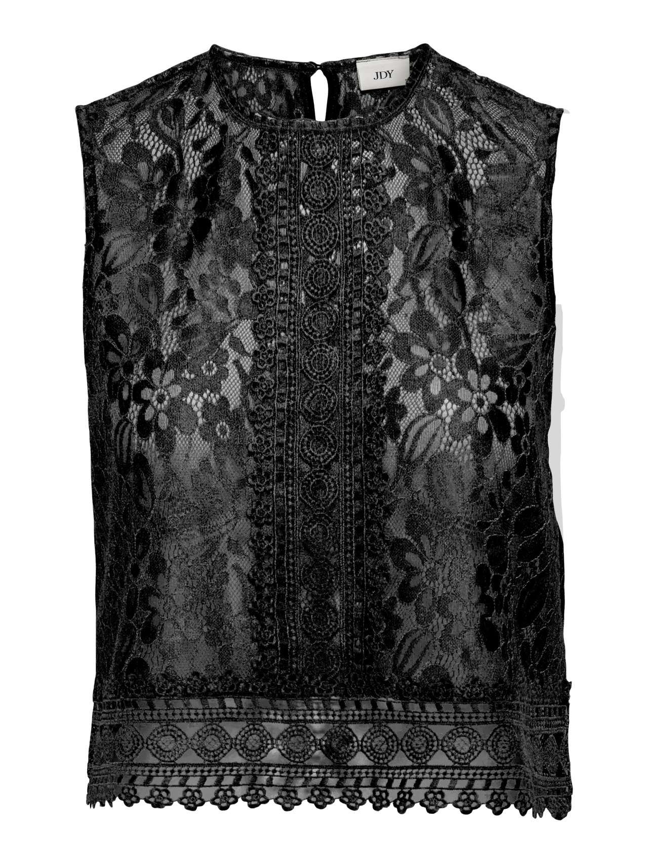 ONLY O-neck lace top -Black - 15325199