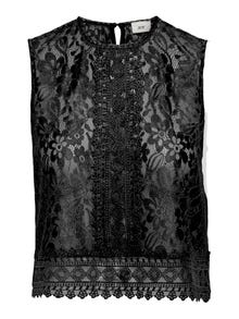 ONLY O-neck lace top -Black - 15325199