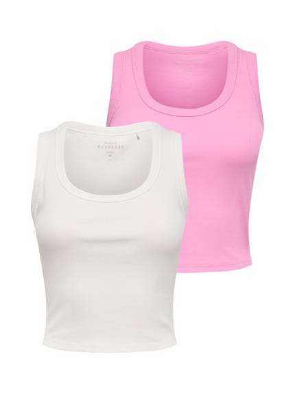 Only Basic Long Tank Top - Canottiera Donna, Bianco, X-Small Only Basic Long Tank Top - Canottiera Donna, Bianco, X-Small
