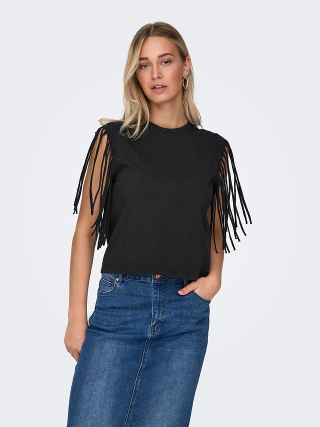 ONLY O-neck top with frills - 15325262