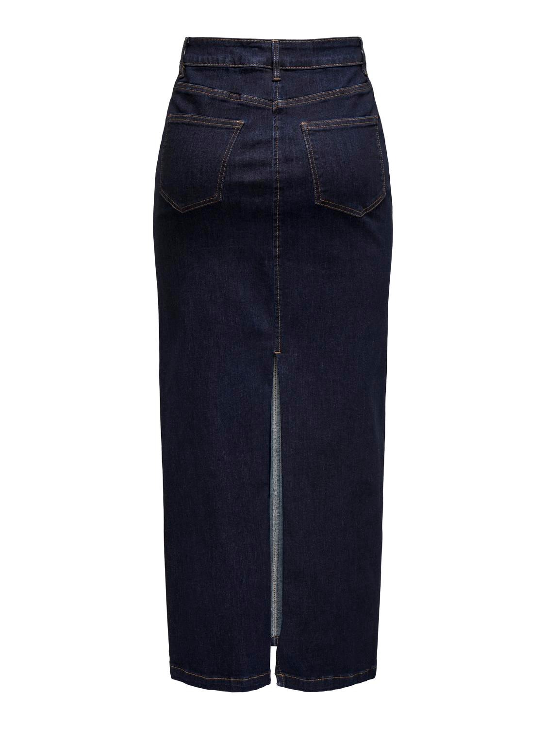 ONLY Middels høy midje Langt skjørt -Dark Blue Denim - 15325333