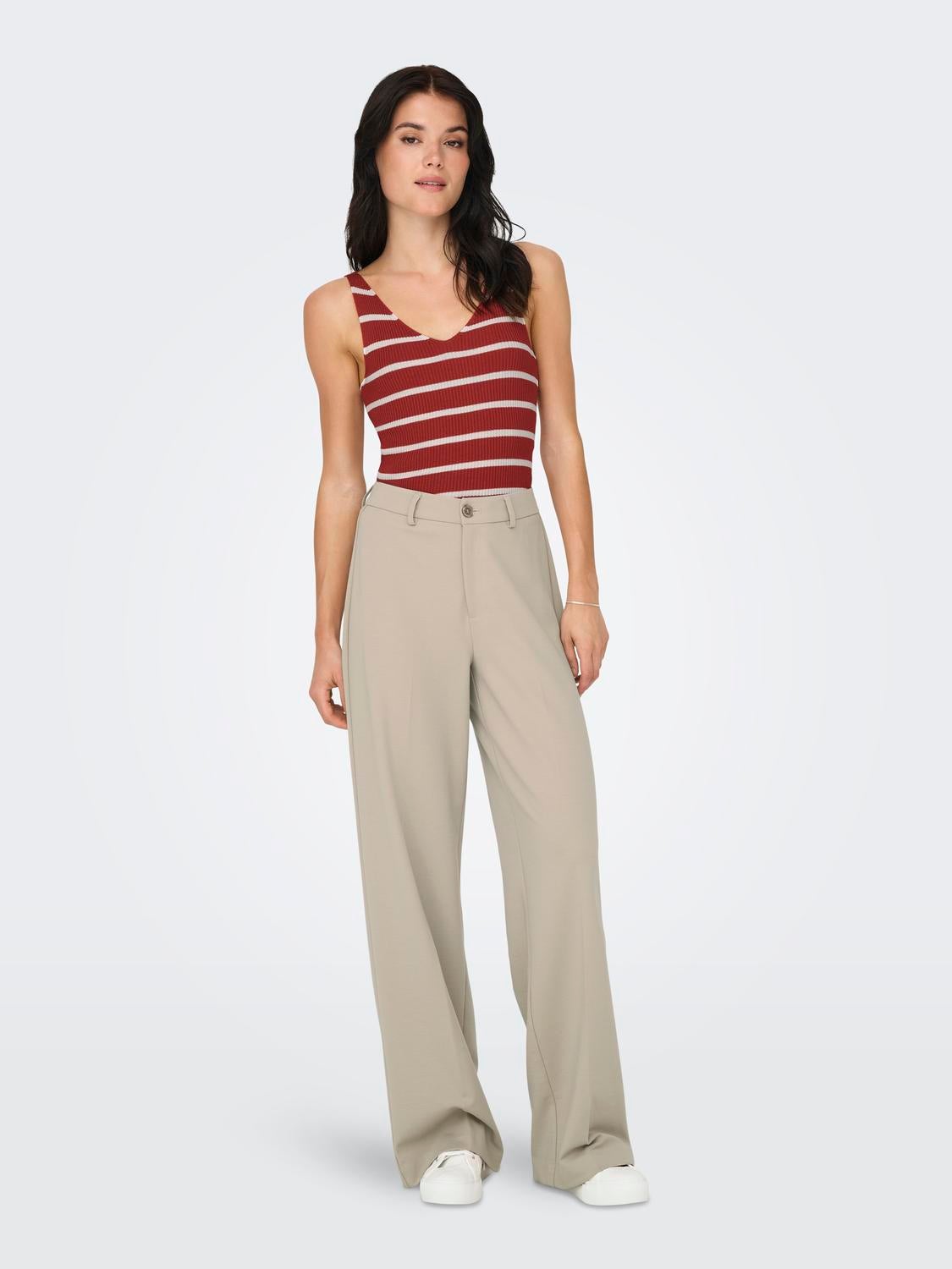 ONLPEACH Cintura alta Corte wide leg Pantalones de pernera ancha