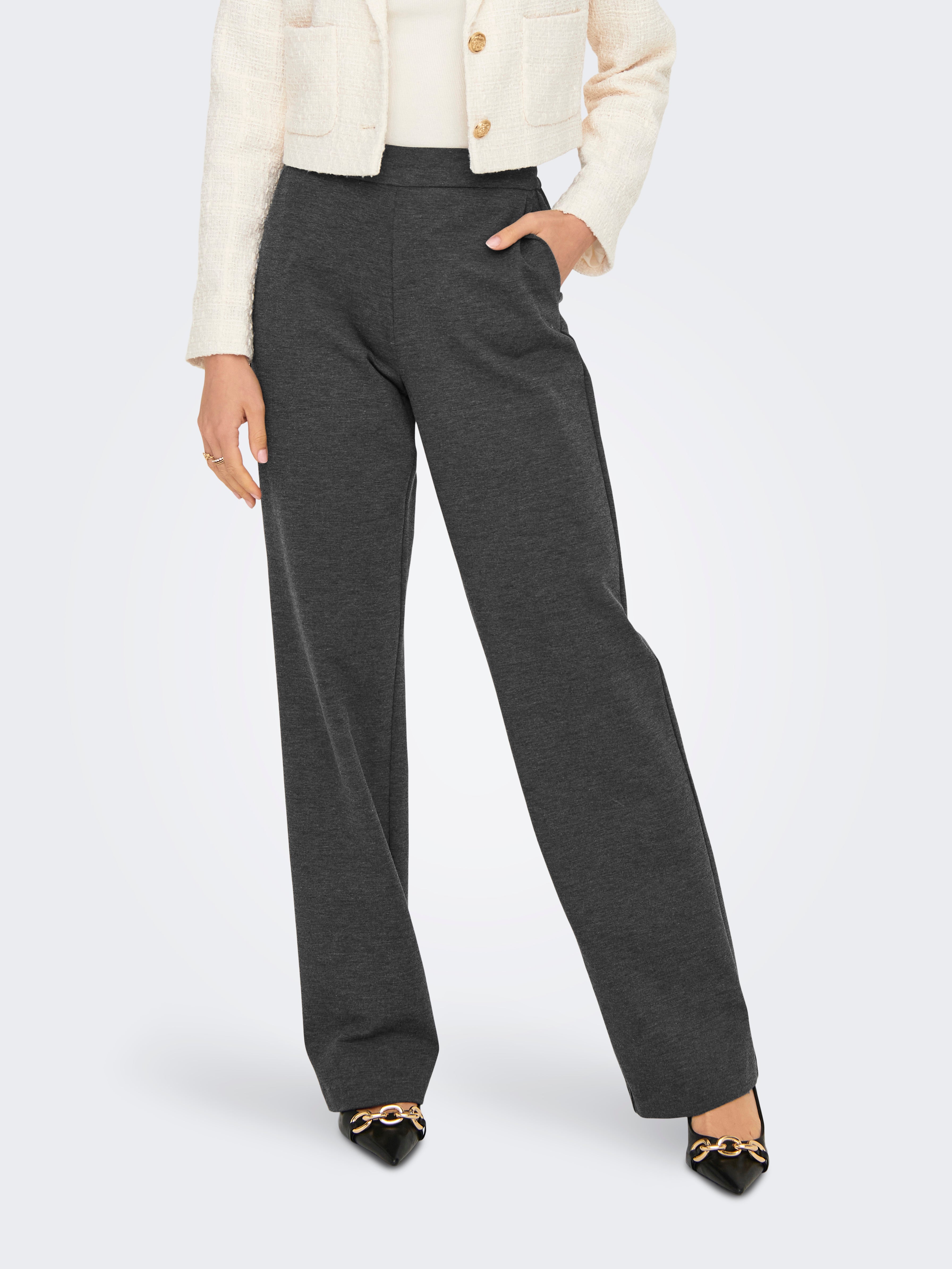 ONLPEACH Mittlere Taille Gerade geschnitten Hose | Dunkelgrau | ONLY®