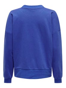 ONLY Normal geschnitten Rundhals Gerippte Ärmelbündchen Tief angesetzte Schulter Sweatshirt -Dazzling Blue - 15325354