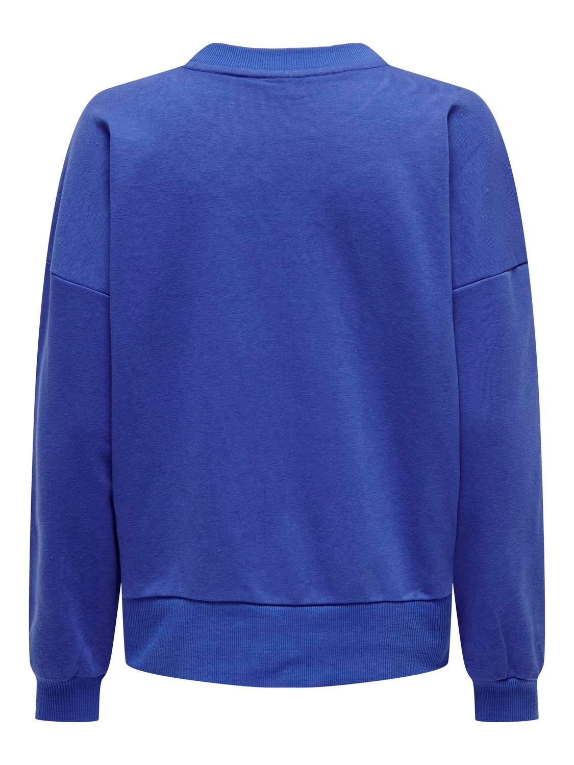 ONLY Regular fit O-hals Geribde mouwuiteinden Verlaagde schoudernaden Sweatshirt -Dazzling Blue - 15325354