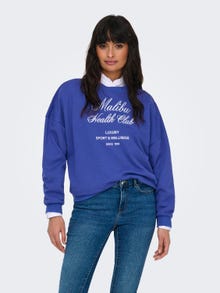 ONLY Regular Fit Round Neck Ribbed cuffs Dropped shoulders Sweatshirt -Dazzling Blue - 15325354