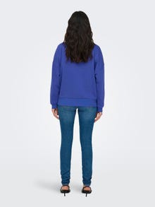 ONLY Normal geschnitten Rundhals Gerippte Ärmelbündchen Tief angesetzte Schulter Sweatshirt -Dazzling Blue - 15325354