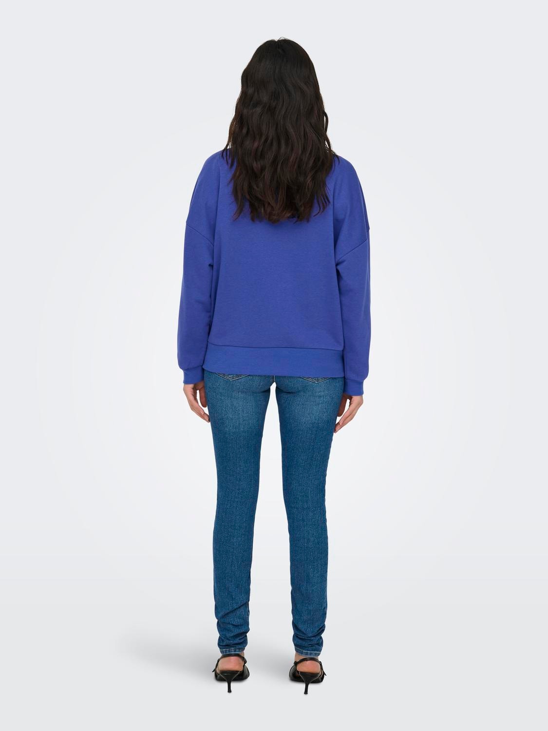 ONLY Regular fit O-hals Geribde mouwuiteinden Verlaagde schoudernaden Sweatshirt -Dazzling Blue - 15325354