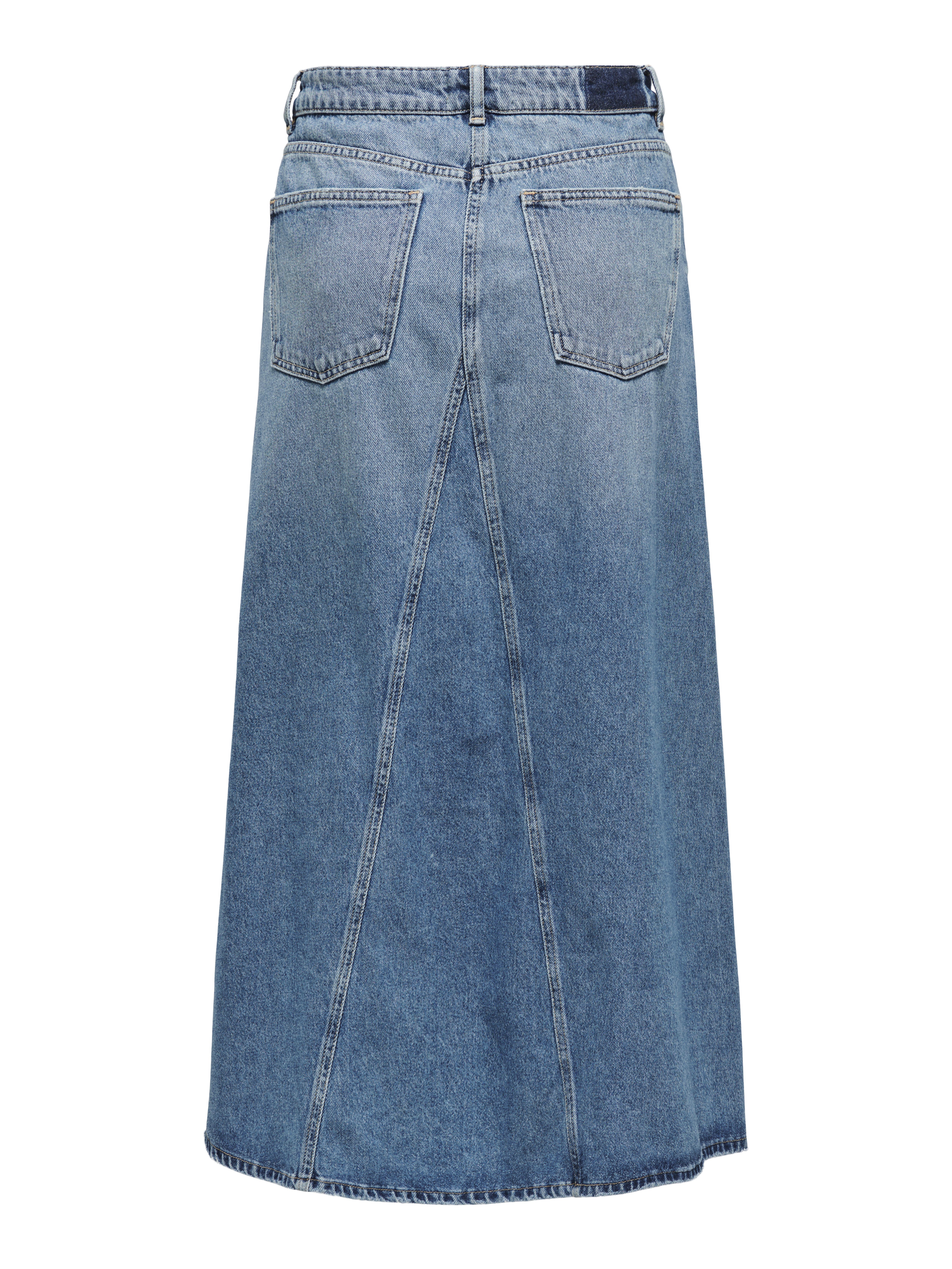 Jupe En Jean ONLY - Coupe Droit Midi - Fente Devant - 100% Coton - Style Détendu Et Tendance