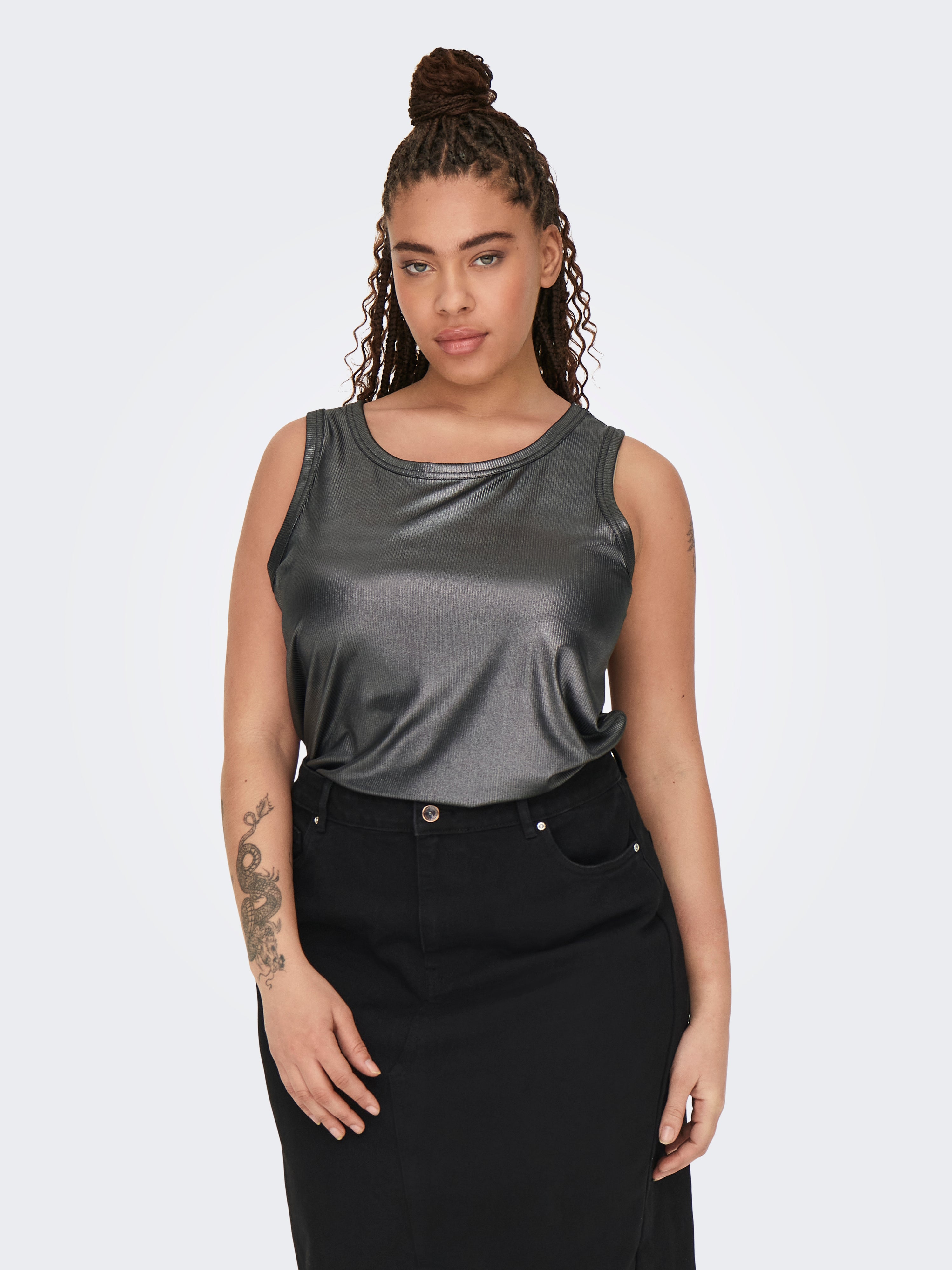 Curvy Metallic Tank Top - ONLY - Modalova