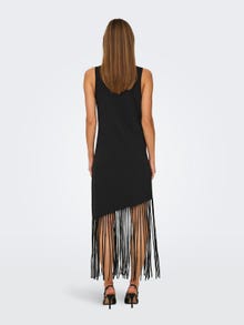 ONLY Maxi o-neck dress with fringes -Black - 15325497