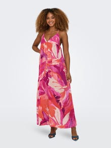ONLY Normal geschnitten V-Ausschnitt Langes Kleid -Coral Rose - 15325537