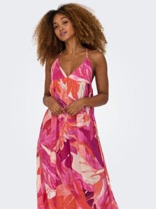 ONLY Regular Fit V-Neck Long dress -Coral Rose - 15325537