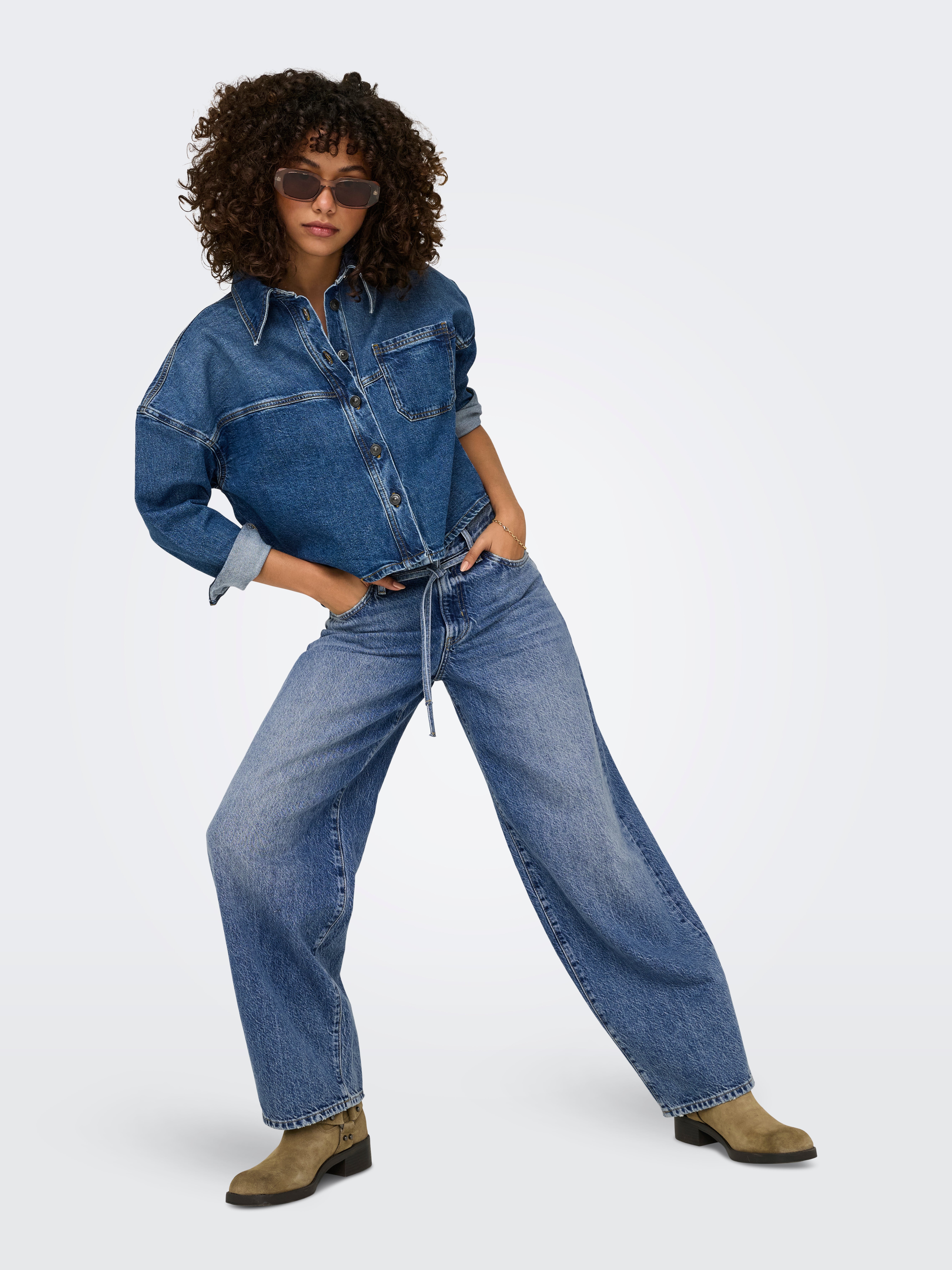 ONLGIANNA MW Straight Jeans DOT596 DNM, blauw (medium blue denim), 30W x 30L