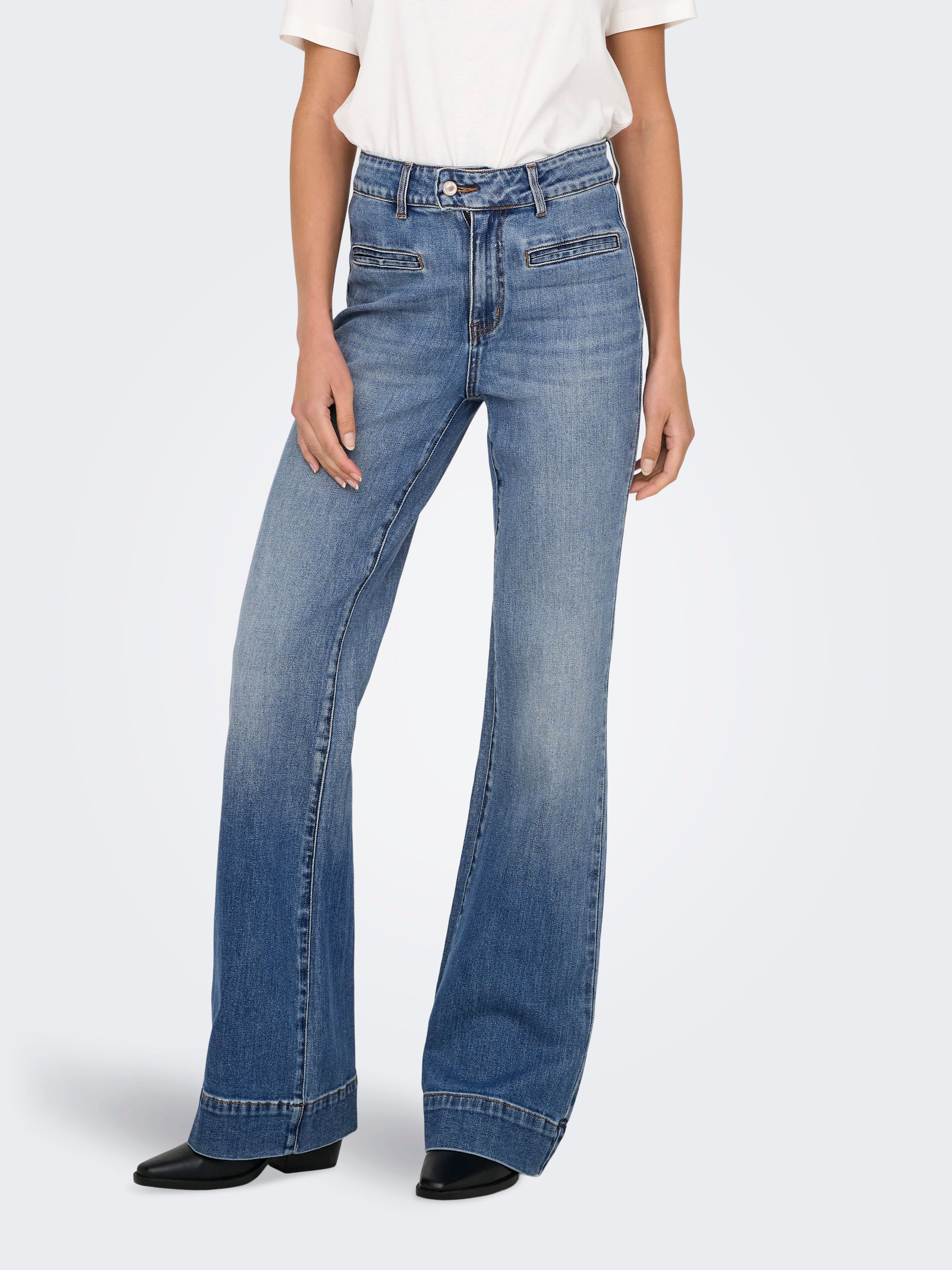 Thumbnail - Onljuicy Hohe Taille Weiter Beinschnitt Jeans