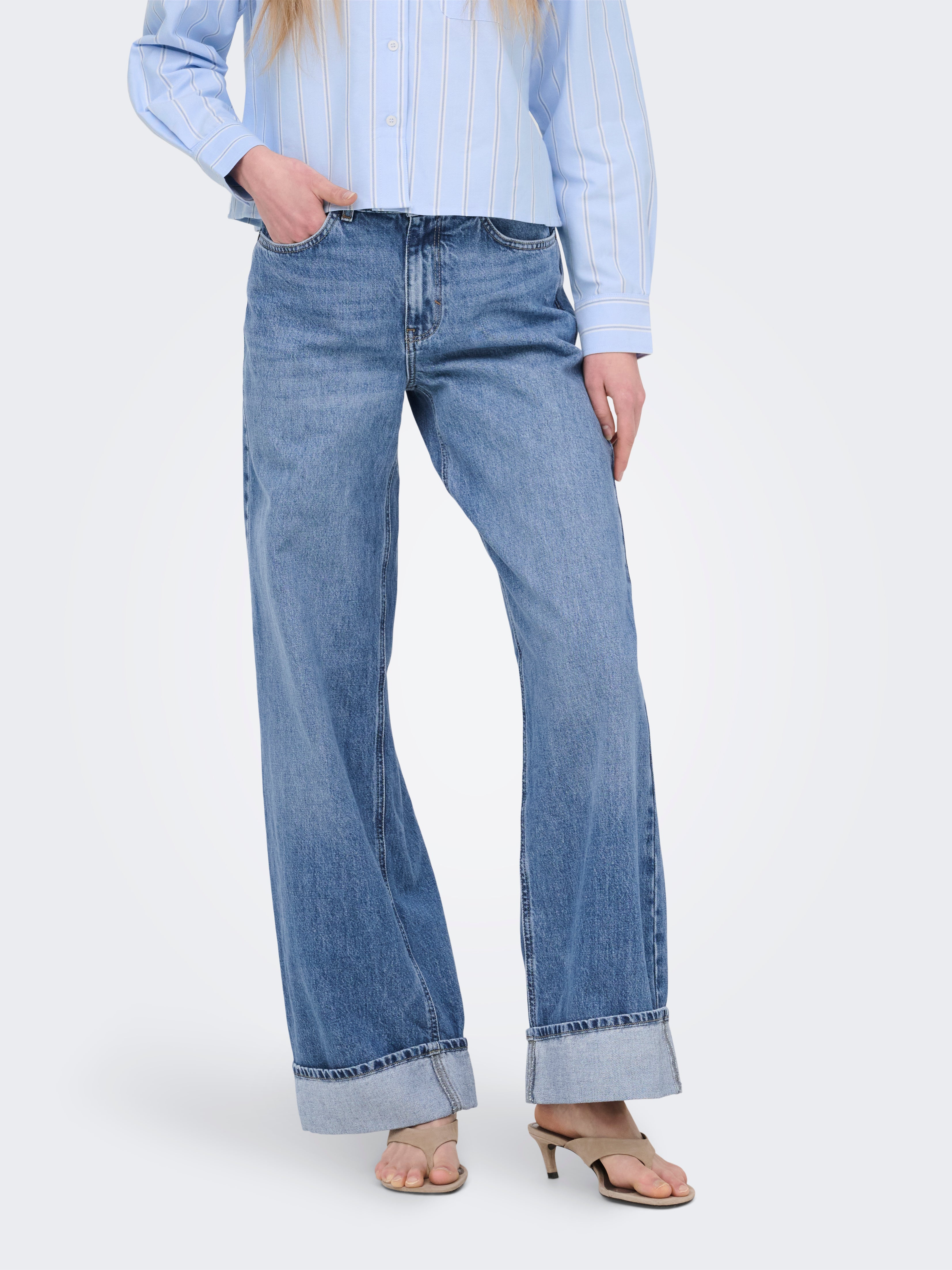 Thumbnail - Onlhope Hohe Taille Weiter Beinschnitt Jeans