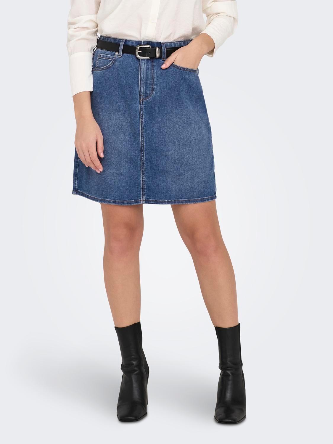ONLY High waist Mini skirt -Medium Blue Denim - 15325894