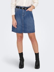 ONLY mini Denim nederdel med høj talje -Medium Blue Denim - 15325894