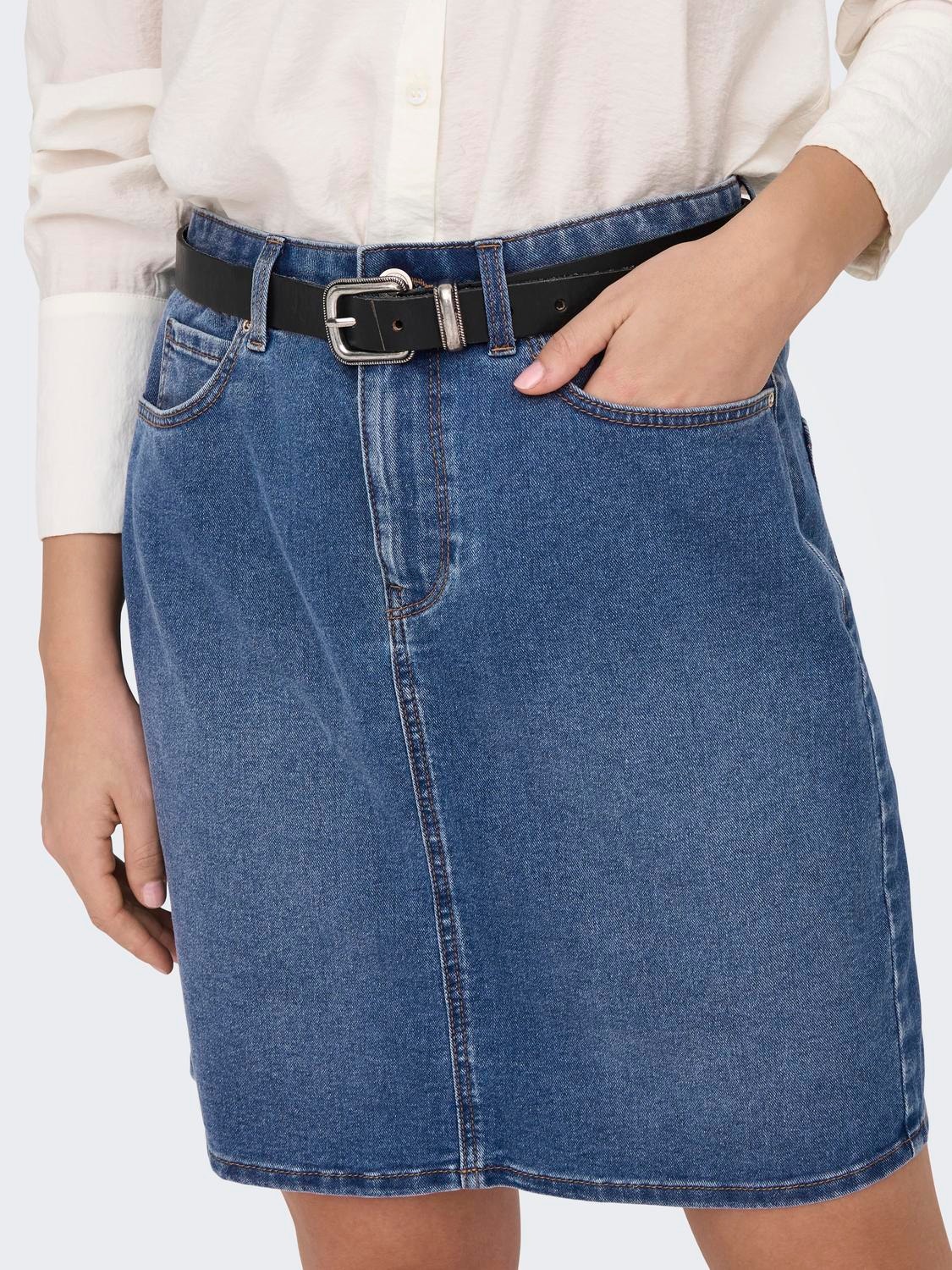 ONLY High waist denim skirt -Medium Blue Denim - 15325894