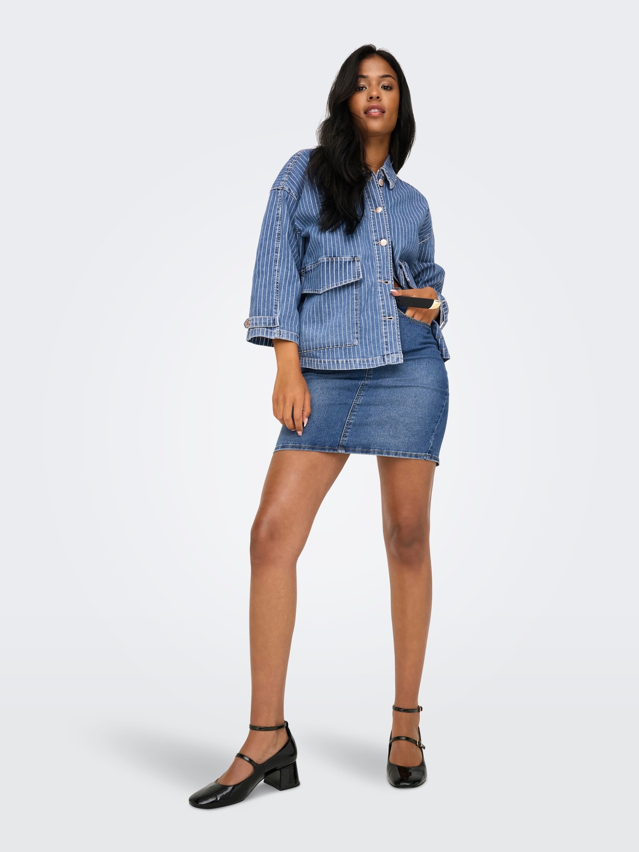 ONLY High waist Mini skirt -Medium Blue Denim - 15325894
