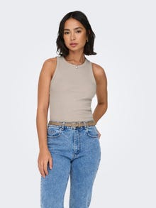 ONLY Regular Fit Round Neck Top -Pumice Stone - 15325975