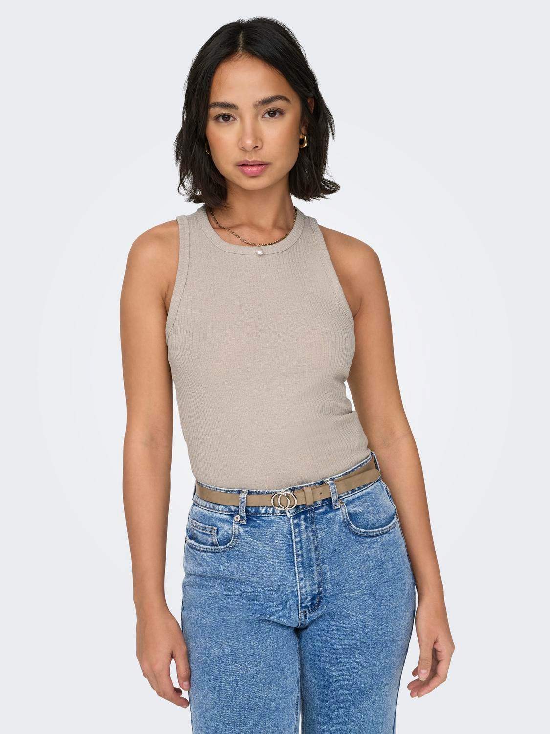 ONLY Glimmer tanktop -Pumice Stone - 15325975