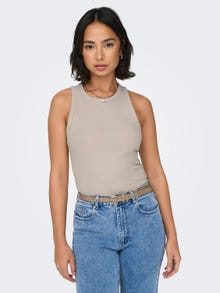 ONLY Regular Fit Round Neck Top -Pumice Stone - 15325975