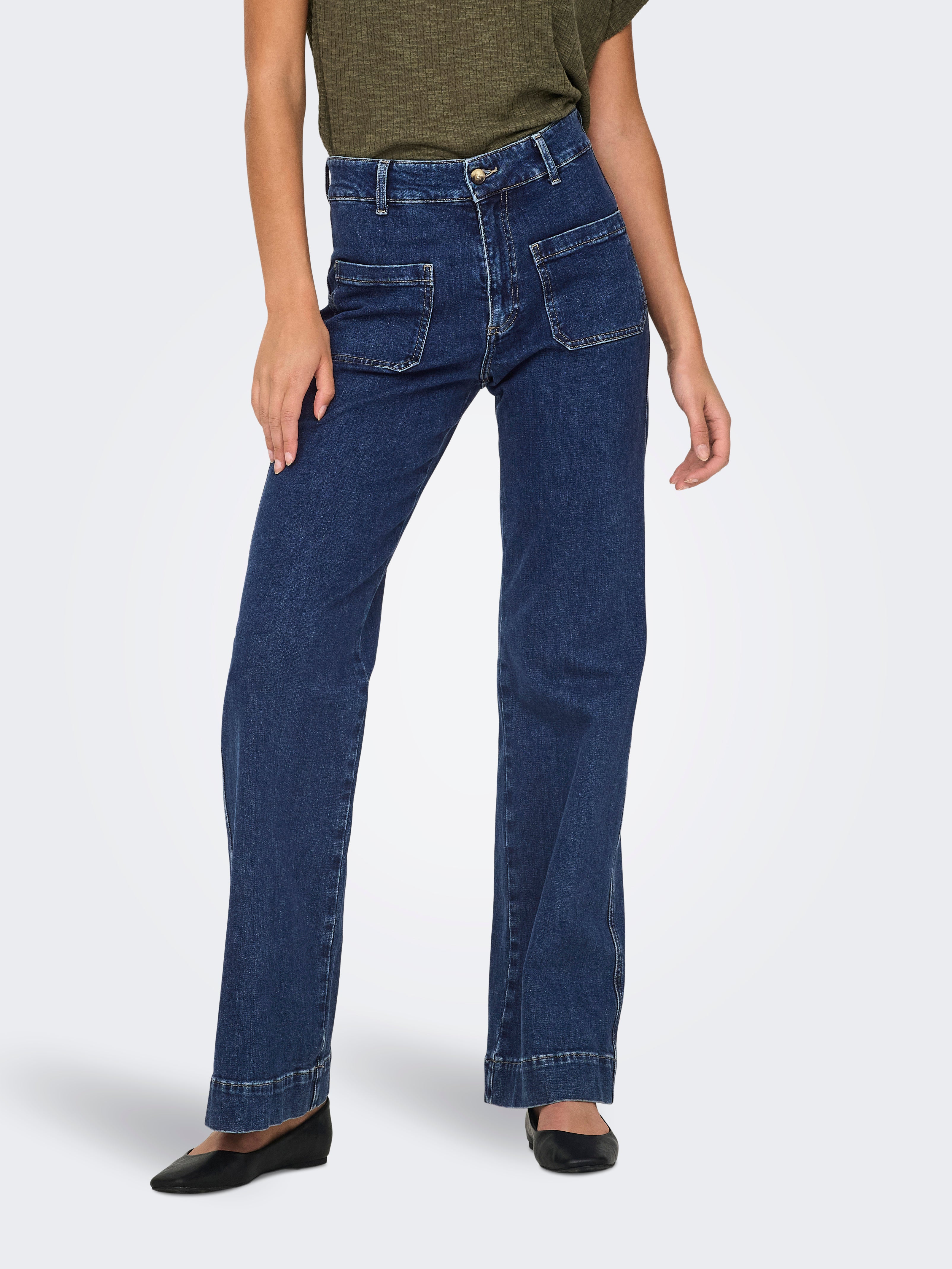 Onljuicy Hohe Taille Weiter Beinschnitt Jeans