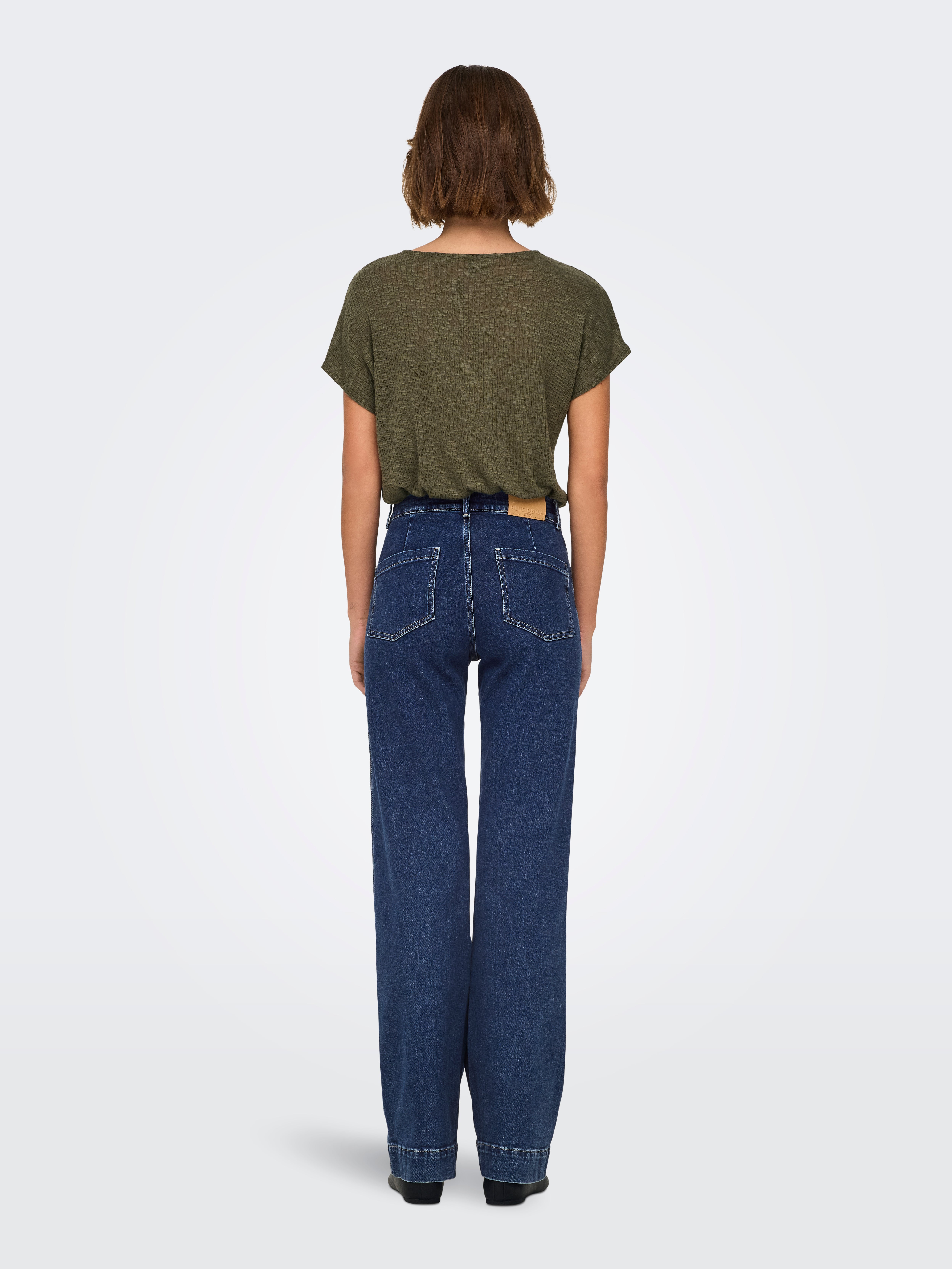Jeans ONLY Para Mujer - Corte Ancho, Cintura Media, Dark Azul Denim, Talla 29W X 32L