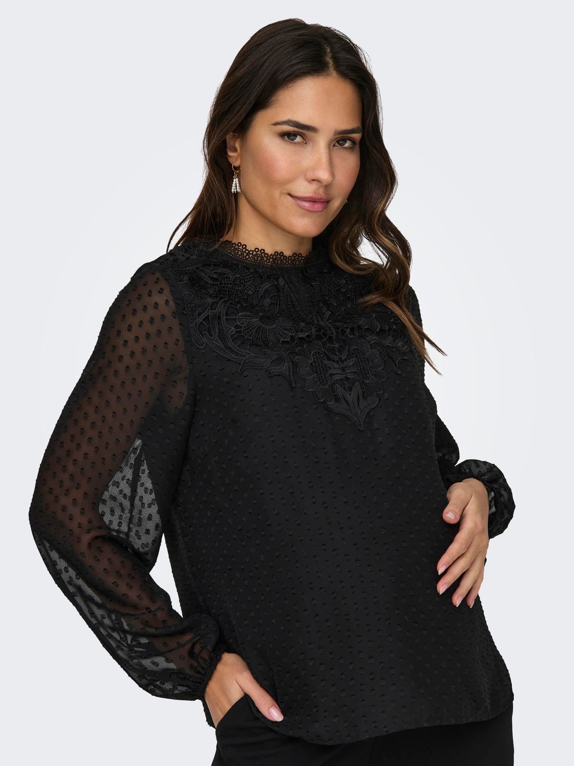 ONLY Mama 2-layer lace top -Black - 15326250