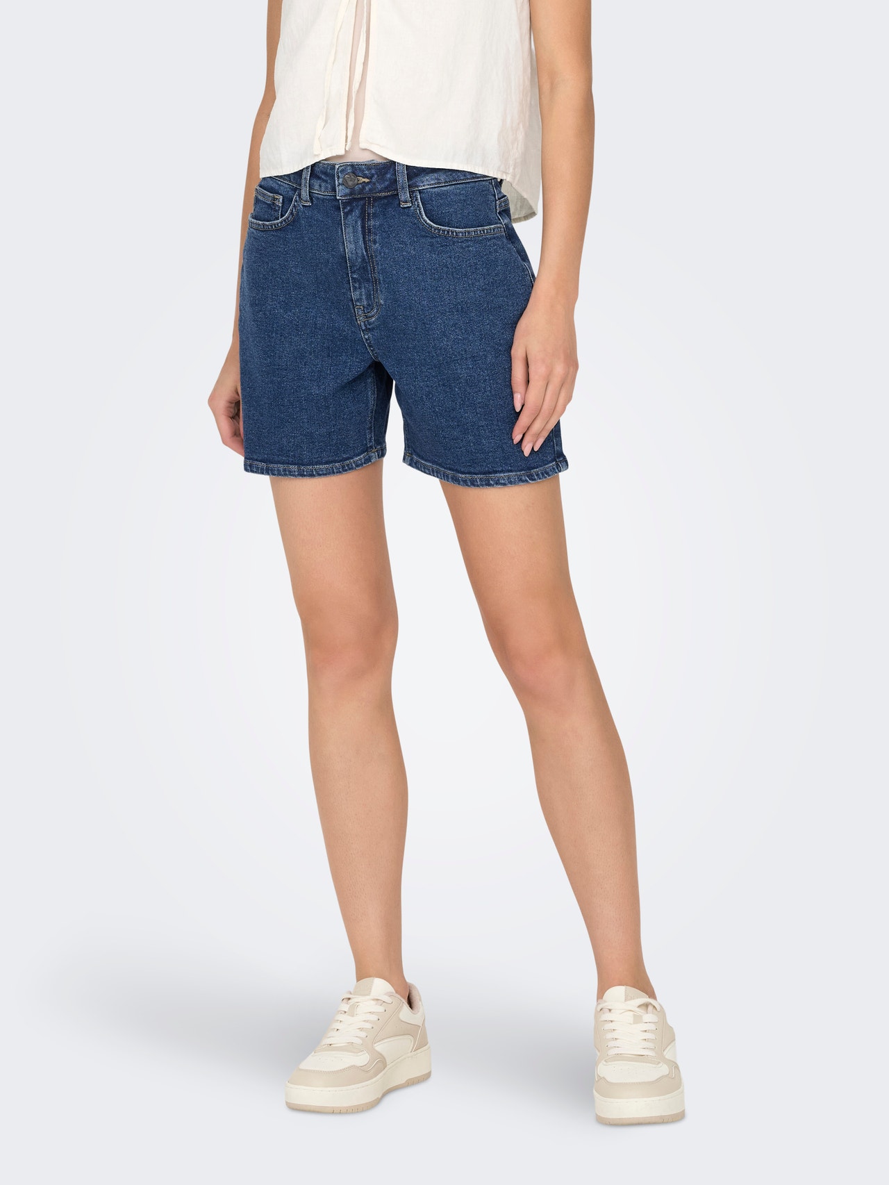 ONLY Denimshorts med høj talje  -Dark Blue Denim - 15326450