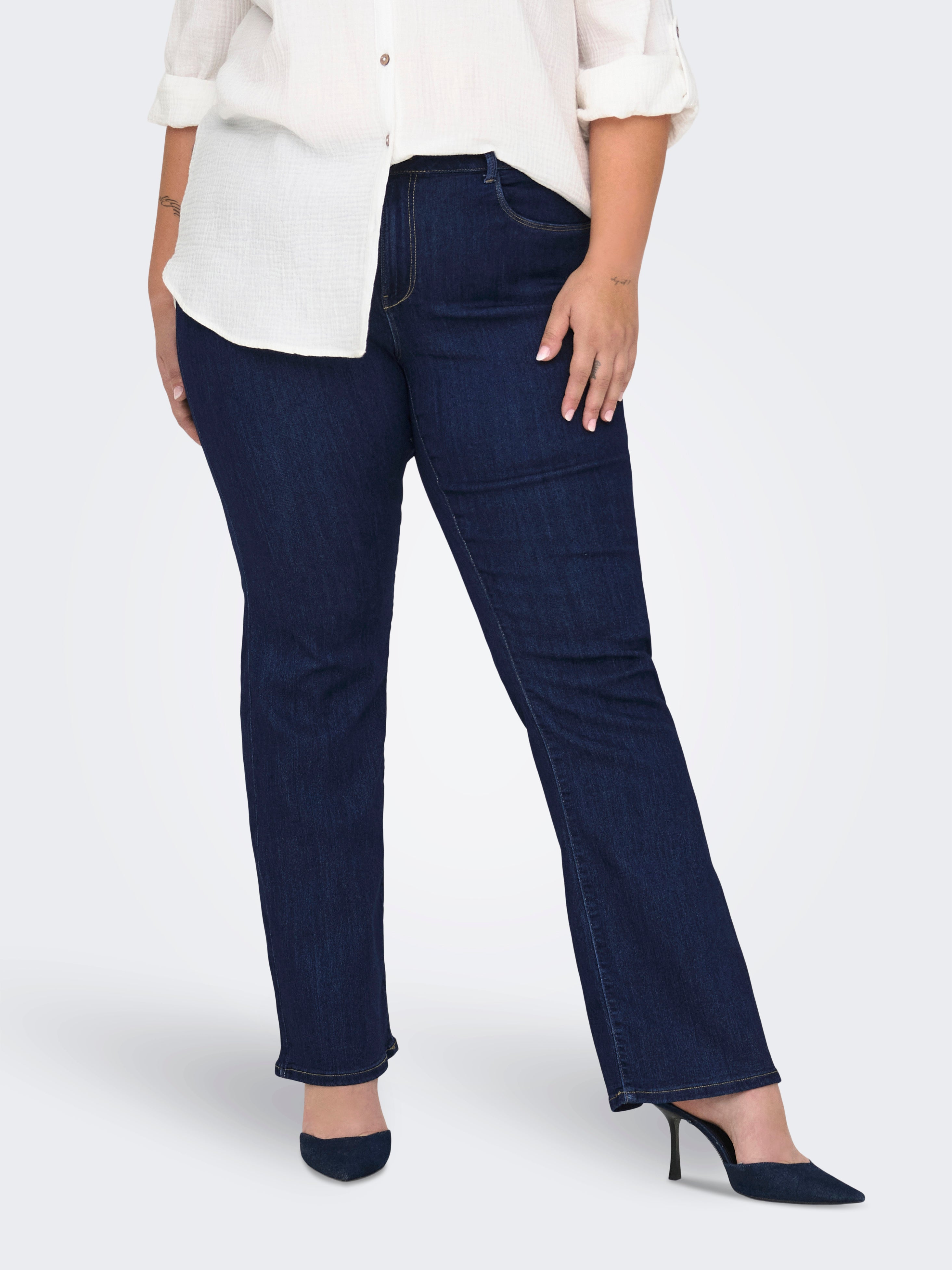 Carthunder Mittlere Taille Ausgestellt Jeans