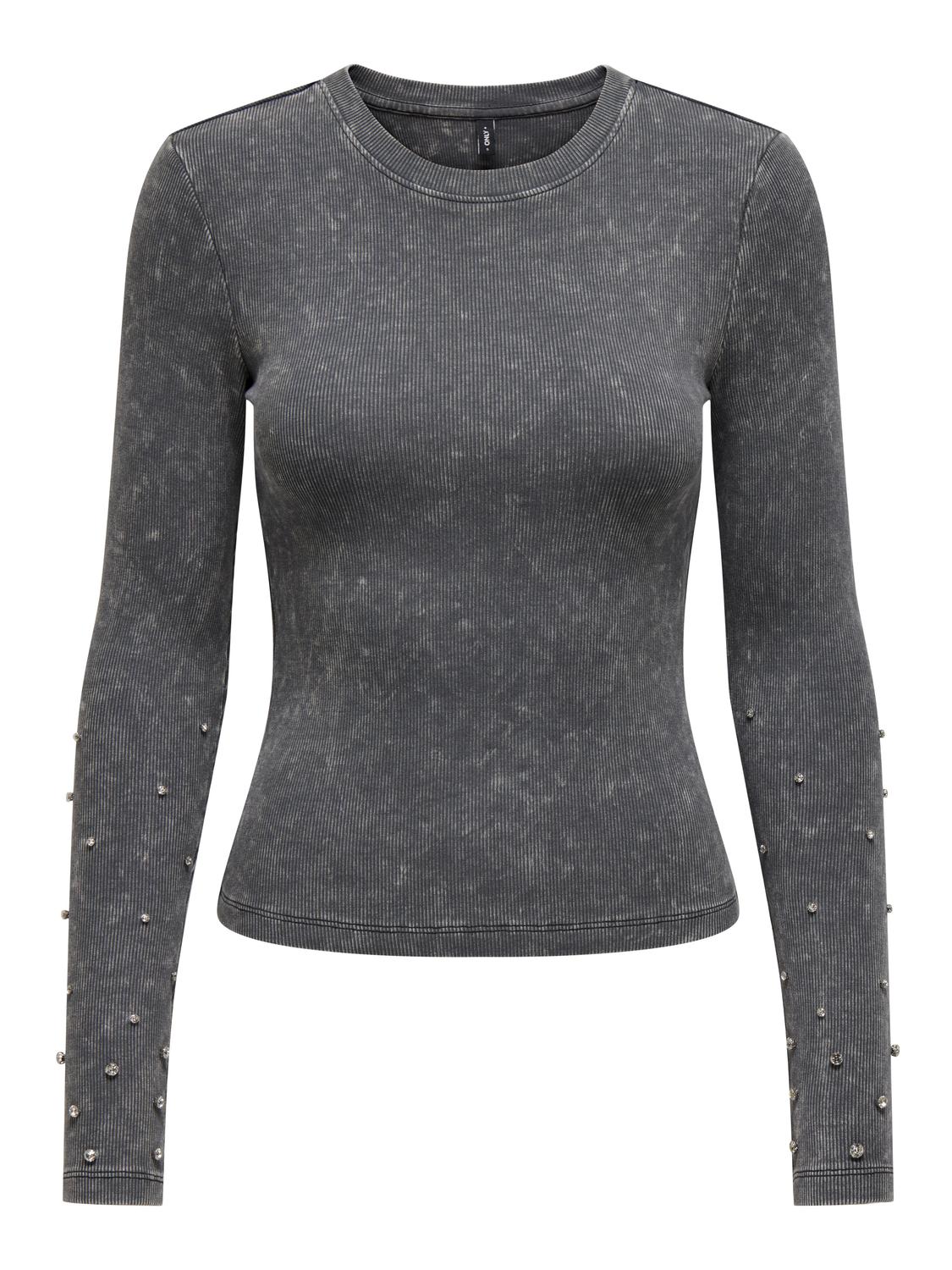 ONLY O-hals top med rhinsten  -Black - 15326874