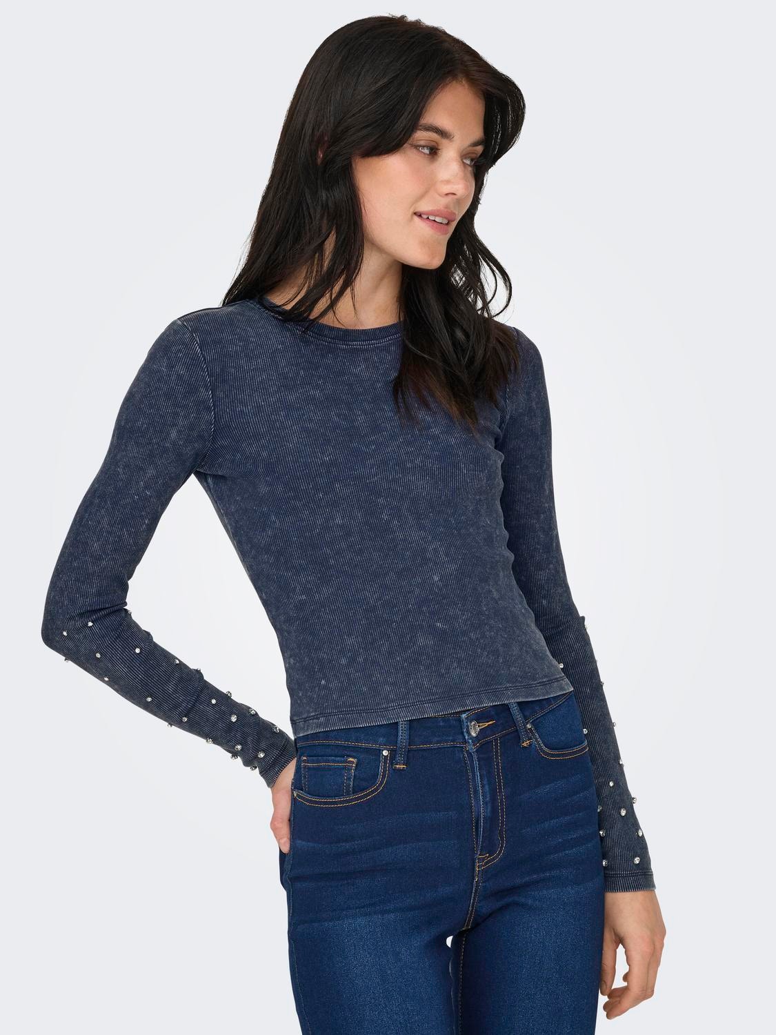 ONLY Regular Fit Round Neck Top -Naval Academy - 15326874