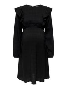 ONLY Regular Fit Round Neck Maternity Elasticated cuffs Volume sleeves Short dress -Black - 15326973