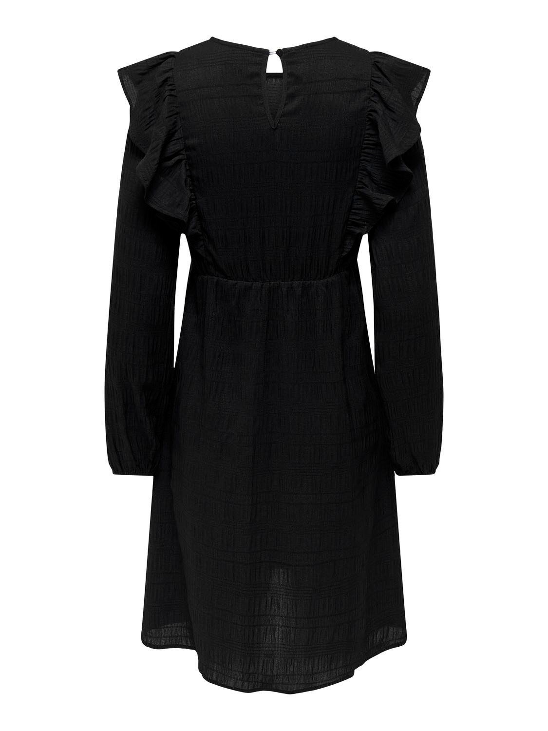 ONLY Regular fit O-hals Zwangerschap Manchetten met elastiek Volumineuze mouwen Korte jurk -Black - 15326973
