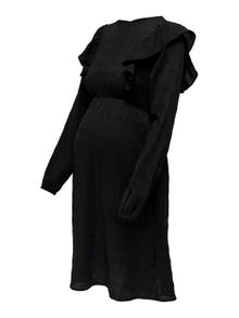ONLY Normal geschnitten Rundhals Maternity Elastische Bündchen Voluminöser Armschnitt Kurzes Kleid -Black - 15326973