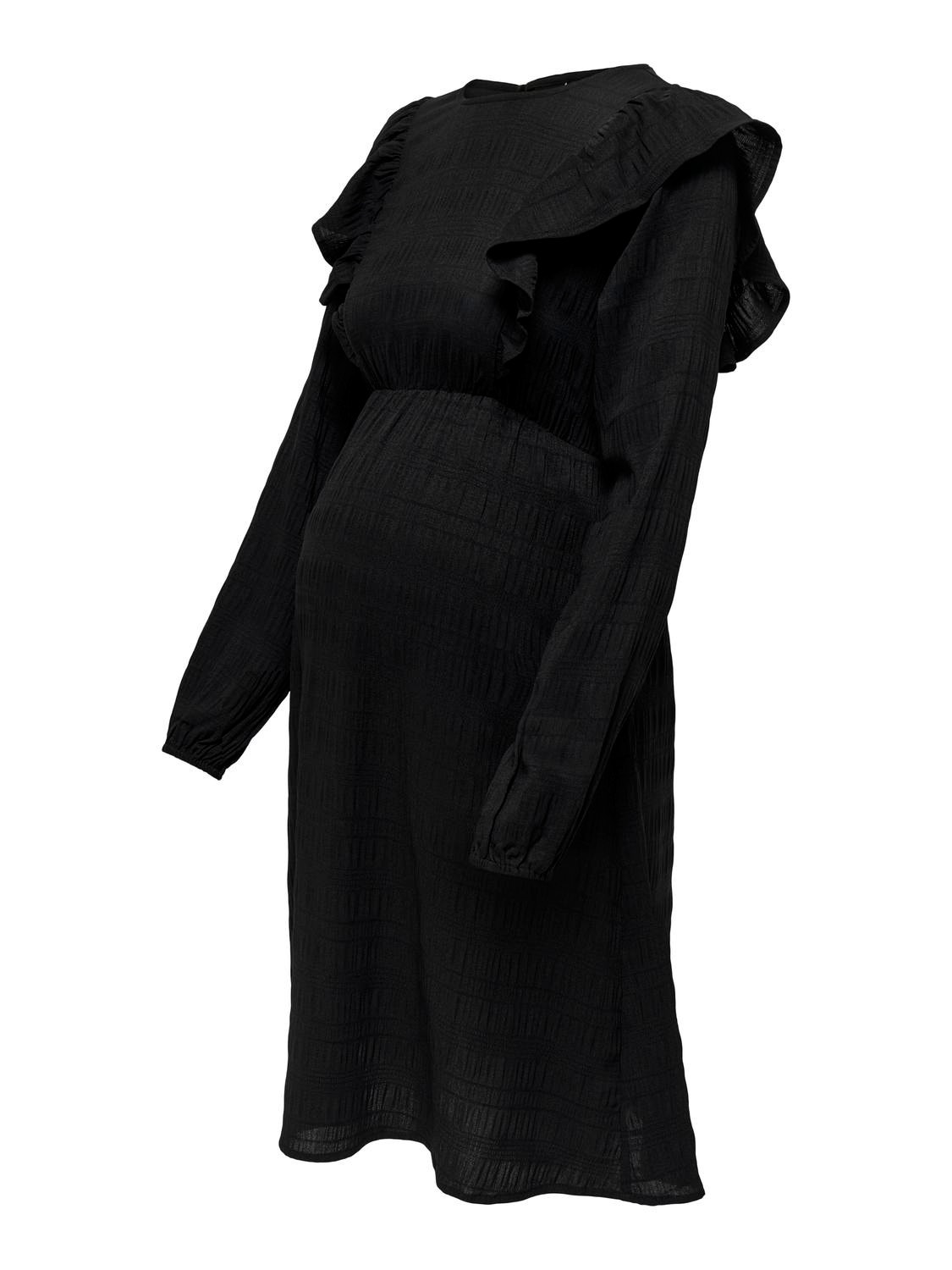 ONLY Vestito corto Regular Fit Paricollo Premaman Polsini elasticizzati Maniche voluminose -Black - 15326973