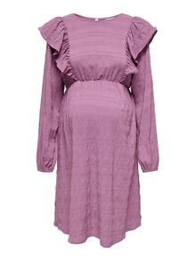 ONLY Krój regularny Okragly dekolt Ciazowe Elastyczne mankiety Obszerne rekawy Krótka sukienka -Rose Brown - 15326973